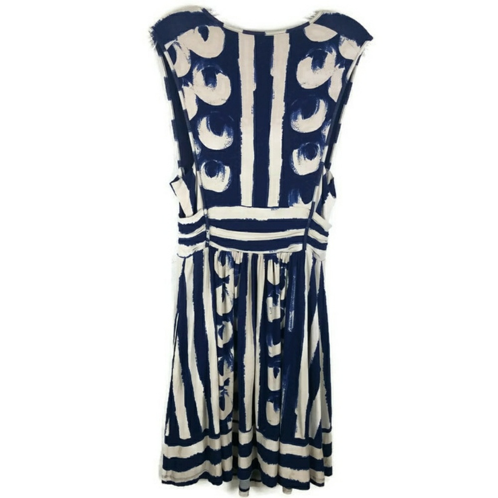 Anthropologie Sennebec Dress by Maeve Navy White Size Medium. - Picture 5 of 8